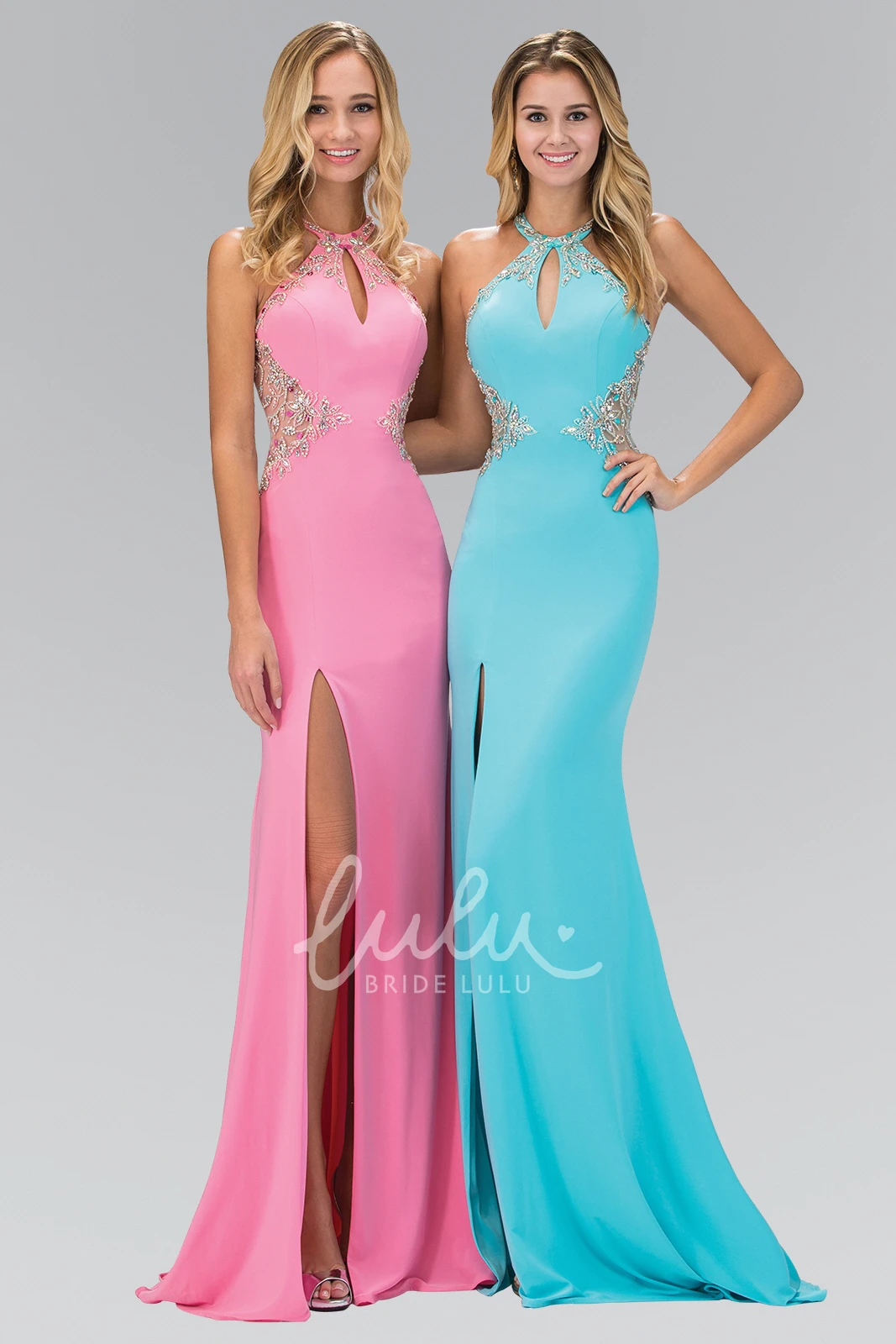 Flowy Sheath Jersey Dress with V-Neck and Beading for Prom