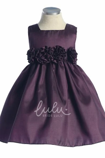 Tiered Taffeta Flower Girl Dress Tea-Length Simple Wedding Dress