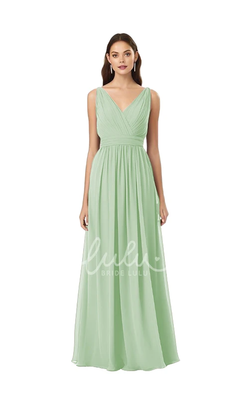 V-Neck Chiffon Bridesmaid Dress Romantic & Dreamy A-Line