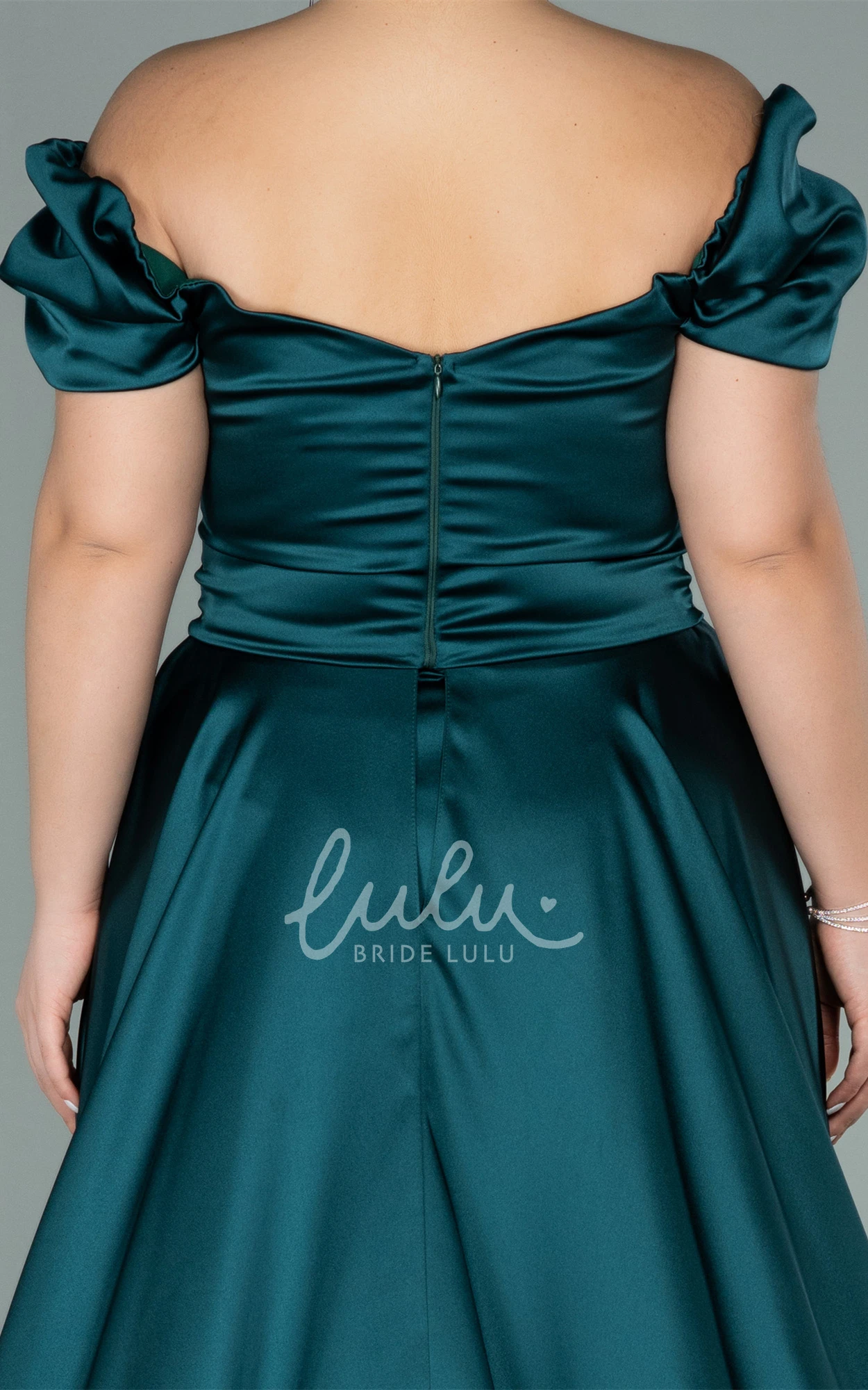 Satin A Line Prom Dress with Split Front Elegant and Ruched