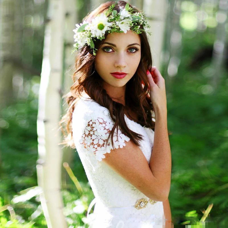 Jewel Sheath Lace Wedding Dress with Zipper Modern Bridal Gown