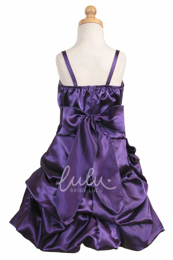 Satin Floral Knee-Length Flower Girl Dress with Cape and Sash Classy Wedding Dress