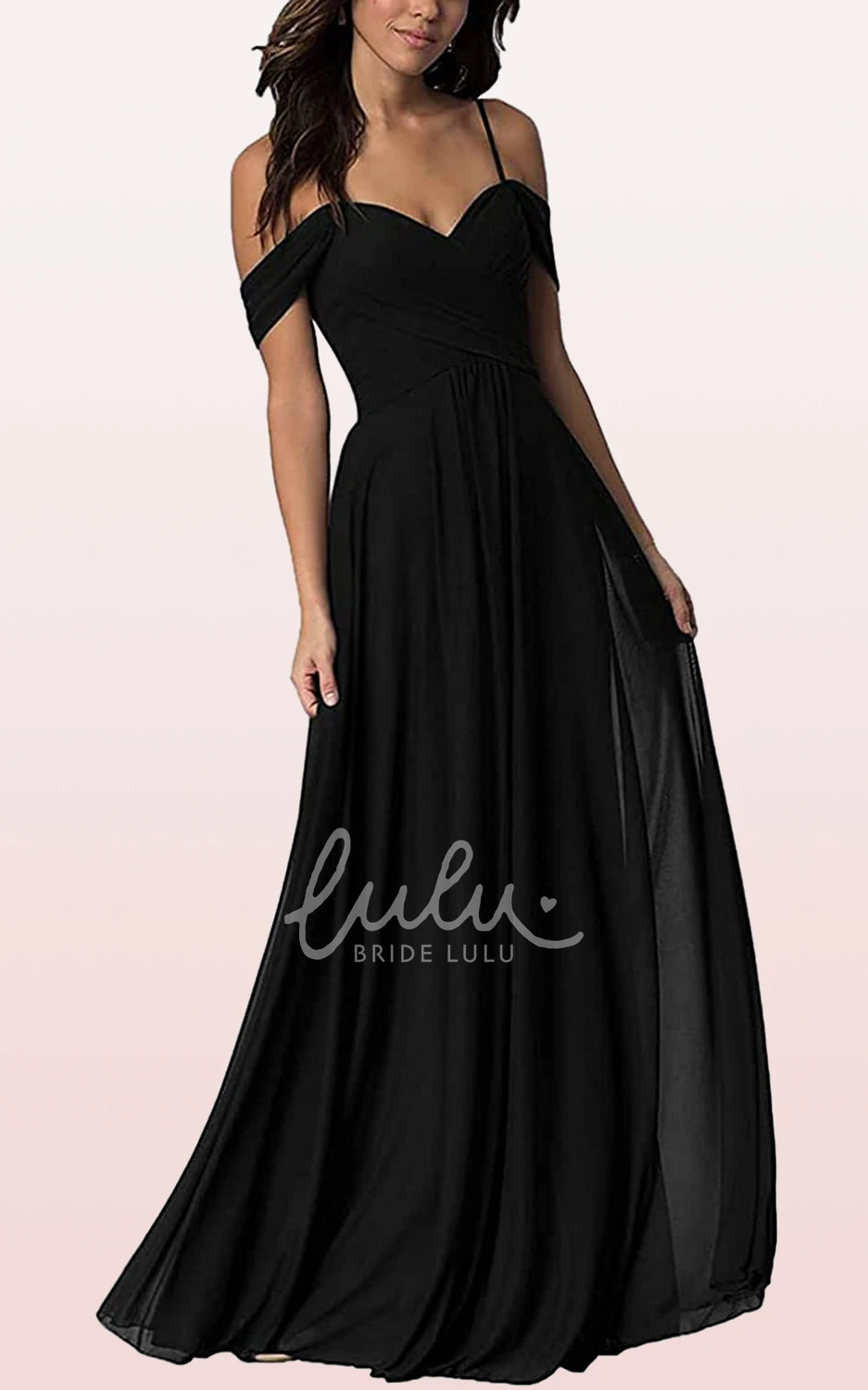 Off-the-Shoulder Chiffon A-Line Bridesmaid Dress with Ruching Flowy & Classy