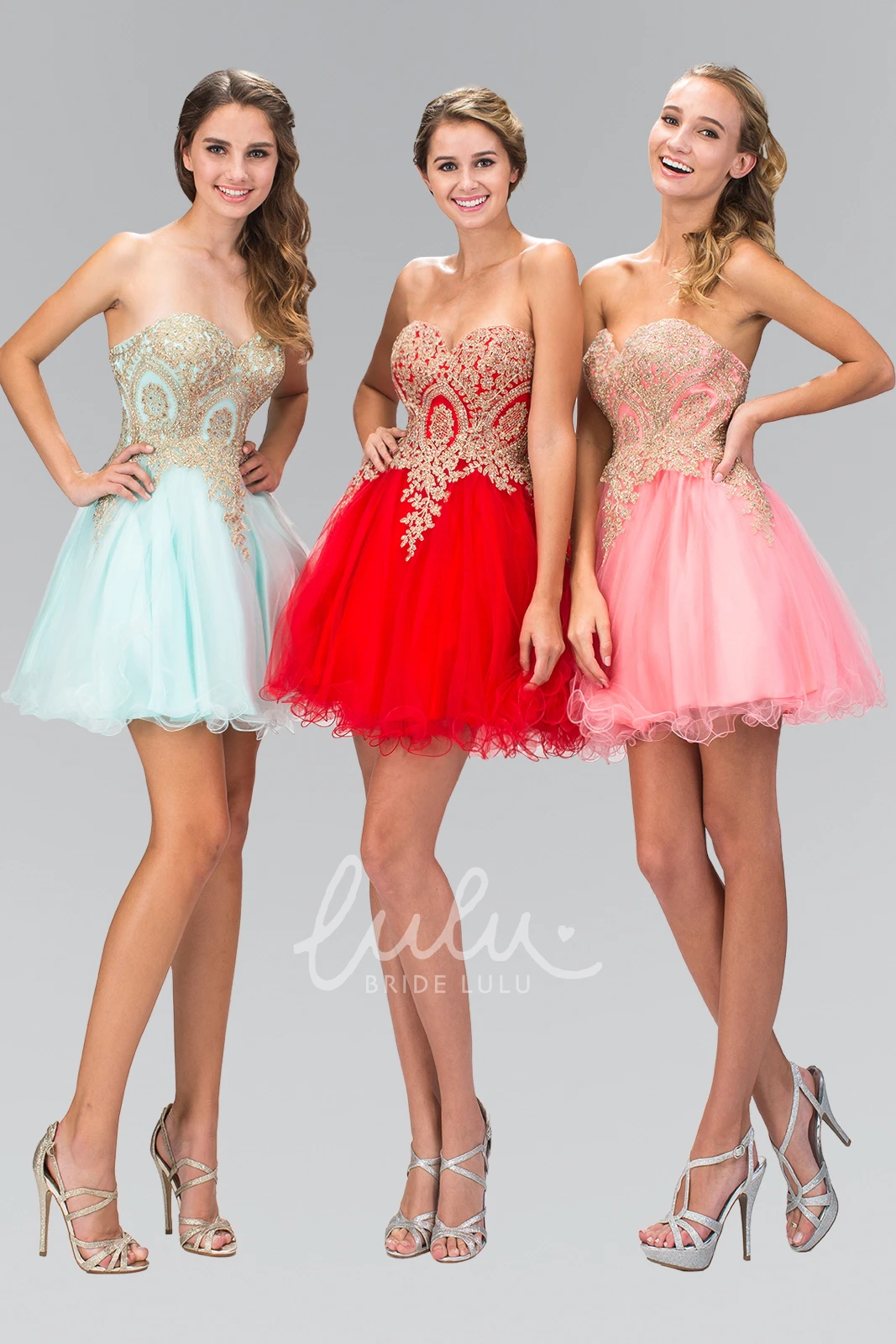 Sweetheart Beaded A-Line Formal Dress with Short Hemline