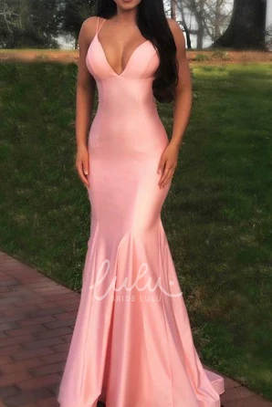 Mermaid Satin Spaghetti Strap Open Back Prom Dress Sexy & Modern