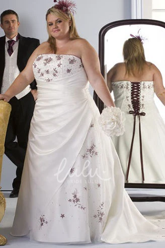 Tulle and Taffeta Strapless Wedding Dress with Wrap and Embroidery