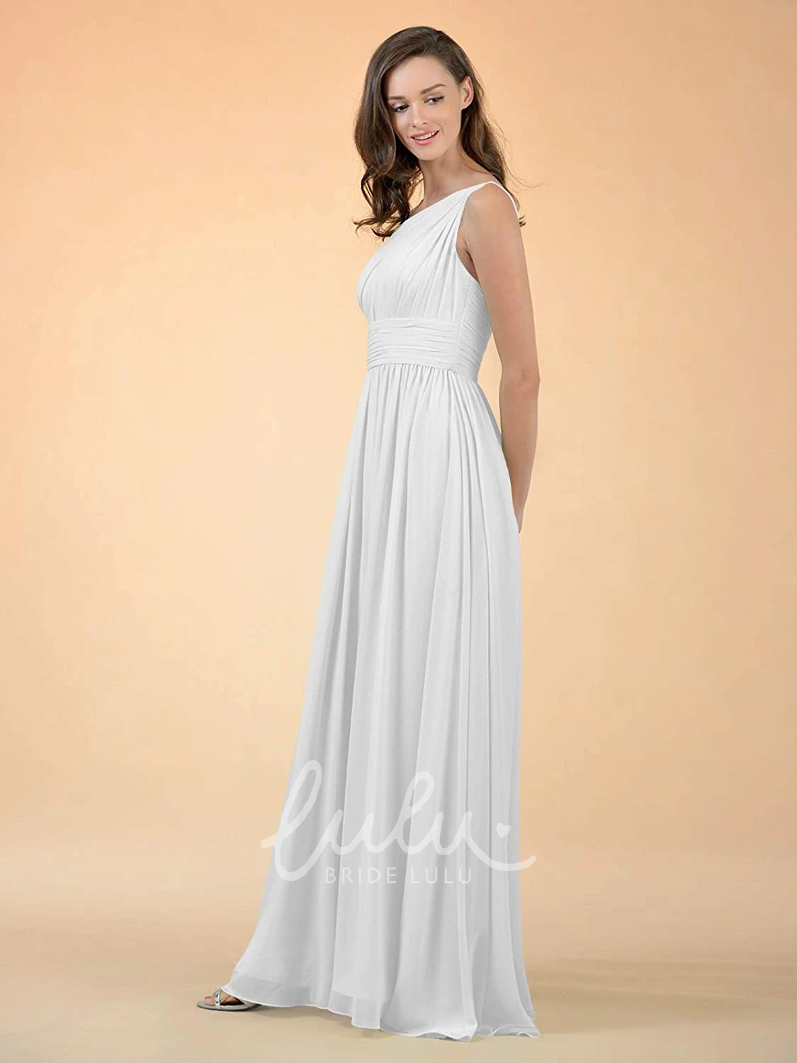 Chiffon One-Shoulder A-Line Bridesmaid Dress with Ruching Simple & Elegant