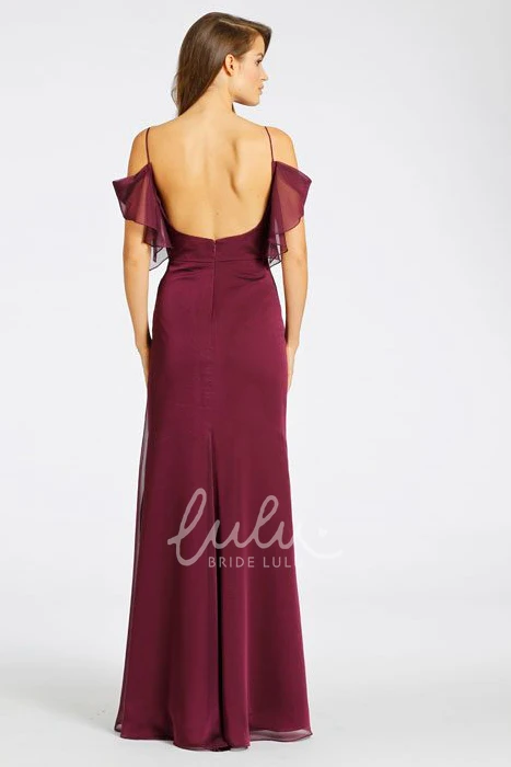 Backless Chiffon Bridesmaid Dress with Spaghetti Straps