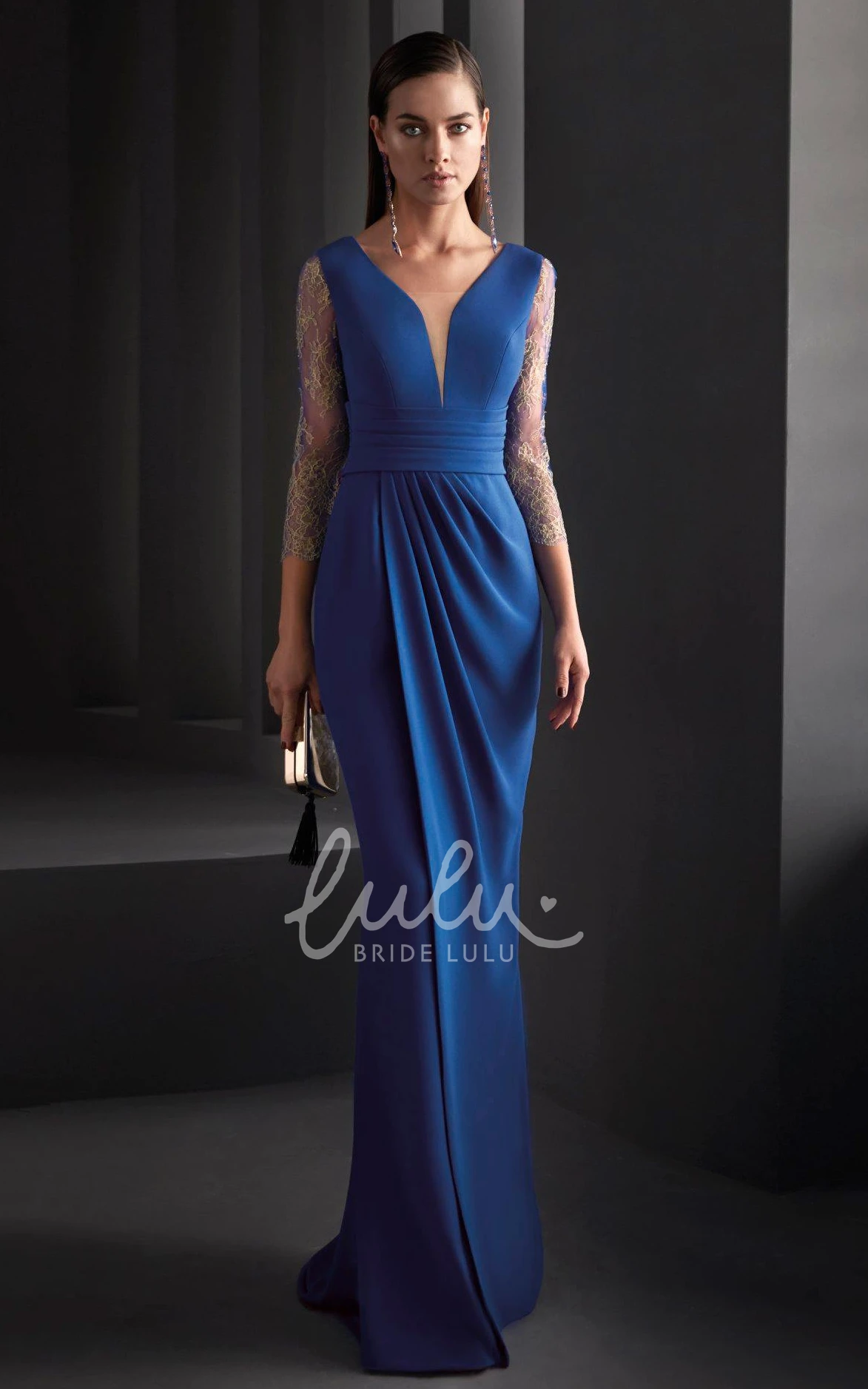 Ethereal Satin Mermaid Evening Dress with Plunging Neckline