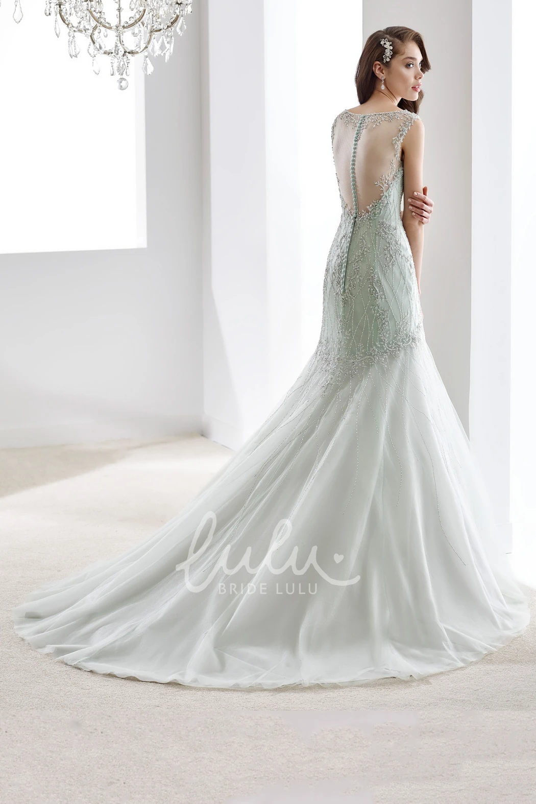 Mermaid Wedding Gown with Pleated Details Sweetheart Beaded & Open Back