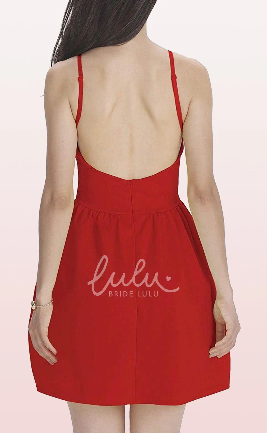 A Line Taffeta Spaghetti Cocktail Dress with Pockets Sleeveless Casual Women