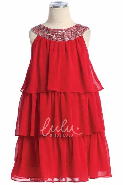 Chiffon Sequin Embroidered Flower Girl Dress Elegant Wedding Dress for Girls