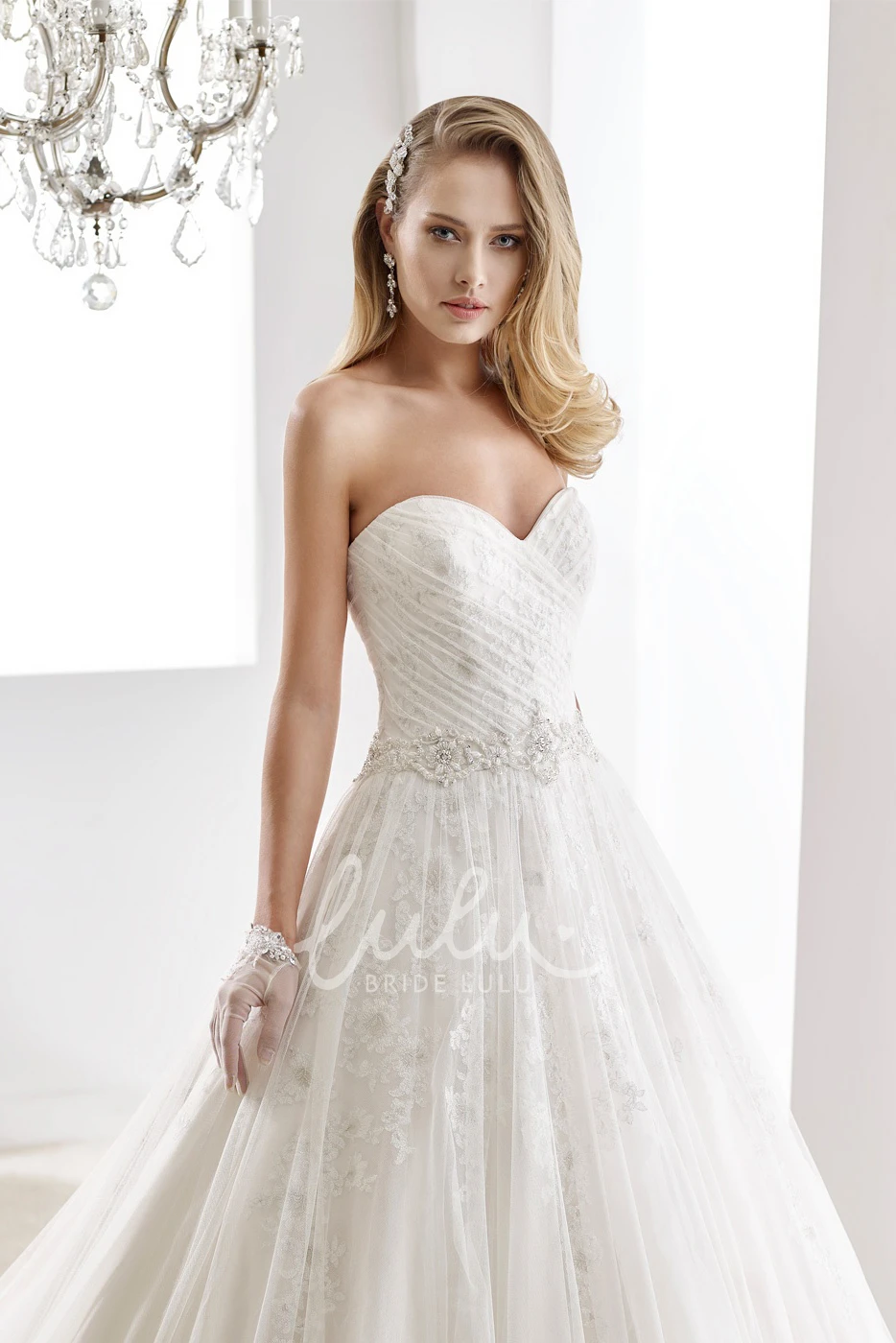 Illusion Lace Wedding Gown with Open Back and Detachable Train Boho Lace Wedding Dress with Detachable Train