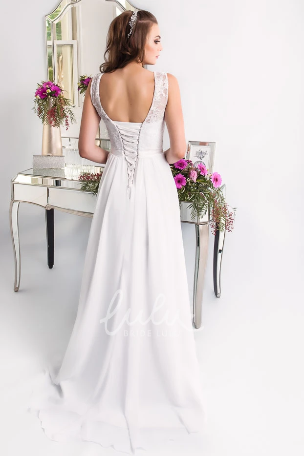 Plus Size Jeweled Chiffon Wedding Dress with Corset Back Sleeveless Floor-Length Sheath