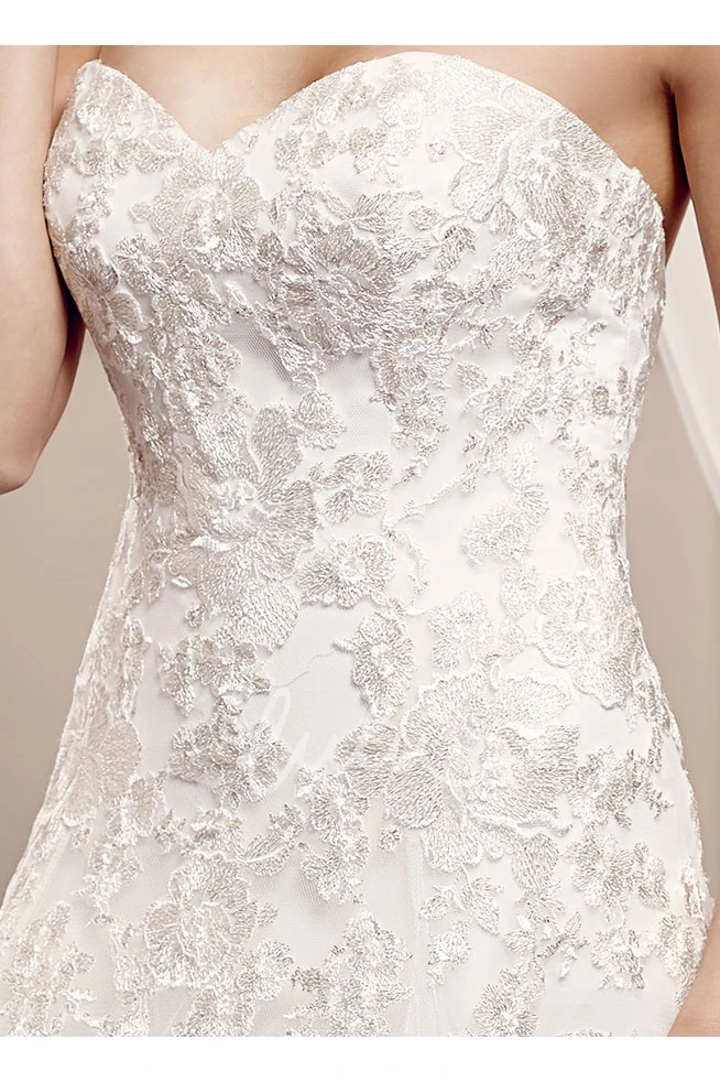 Appliqued Tulle Wedding Dress with Sweetheart & Draping A-Line Sleeveless Floor-Length