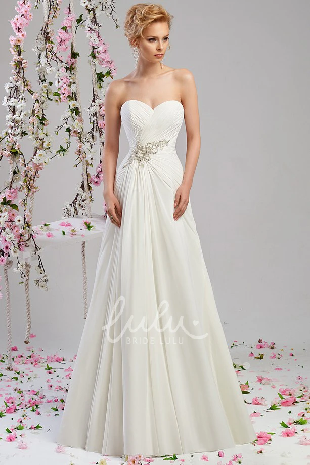 Chiffon A-Line Wedding Dress Sweetheart Criss-Cross Lace Up