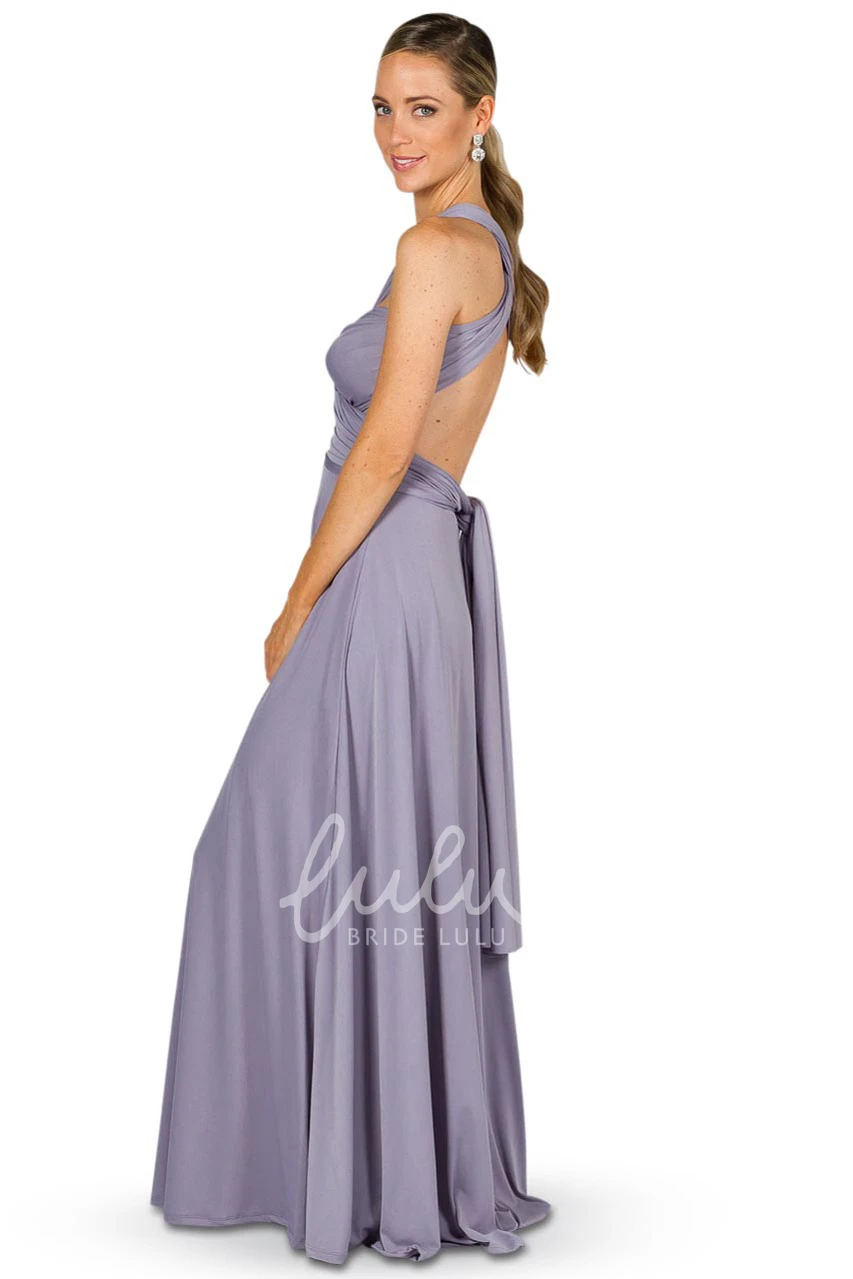 A-Line Floor-Length Haltered Chiffon Bridesmaid Dress Simple and Classy