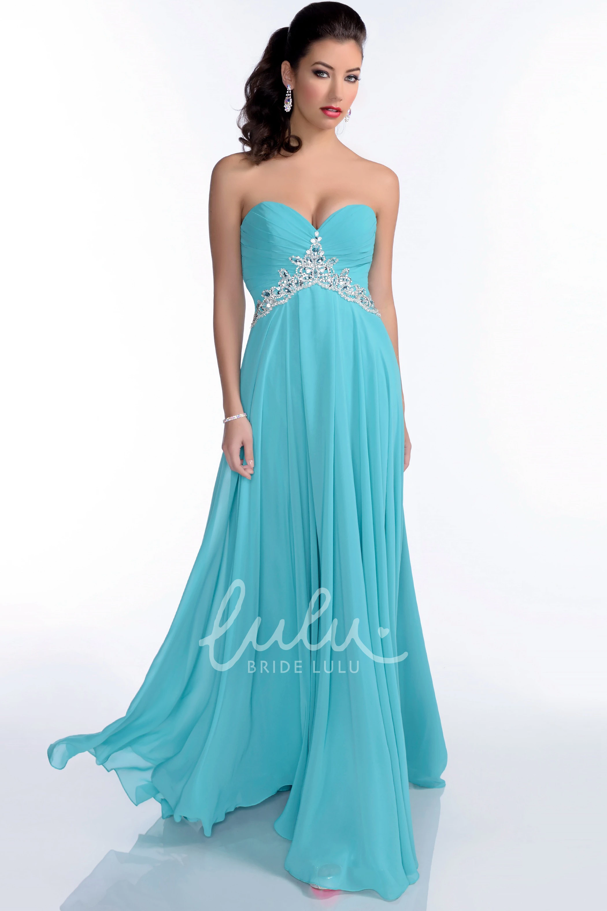 Empire Crystal Chiffon Prom Dress A-Line Women's Formal Gown