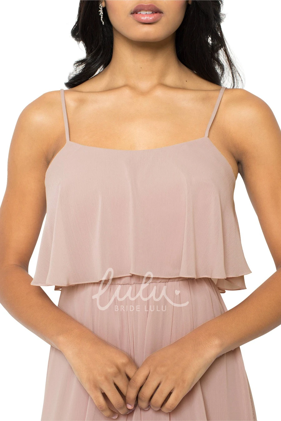 Draped Spaghetti Chiffon Bridesmaid Dress Sleeveless Multi-Color Convertible