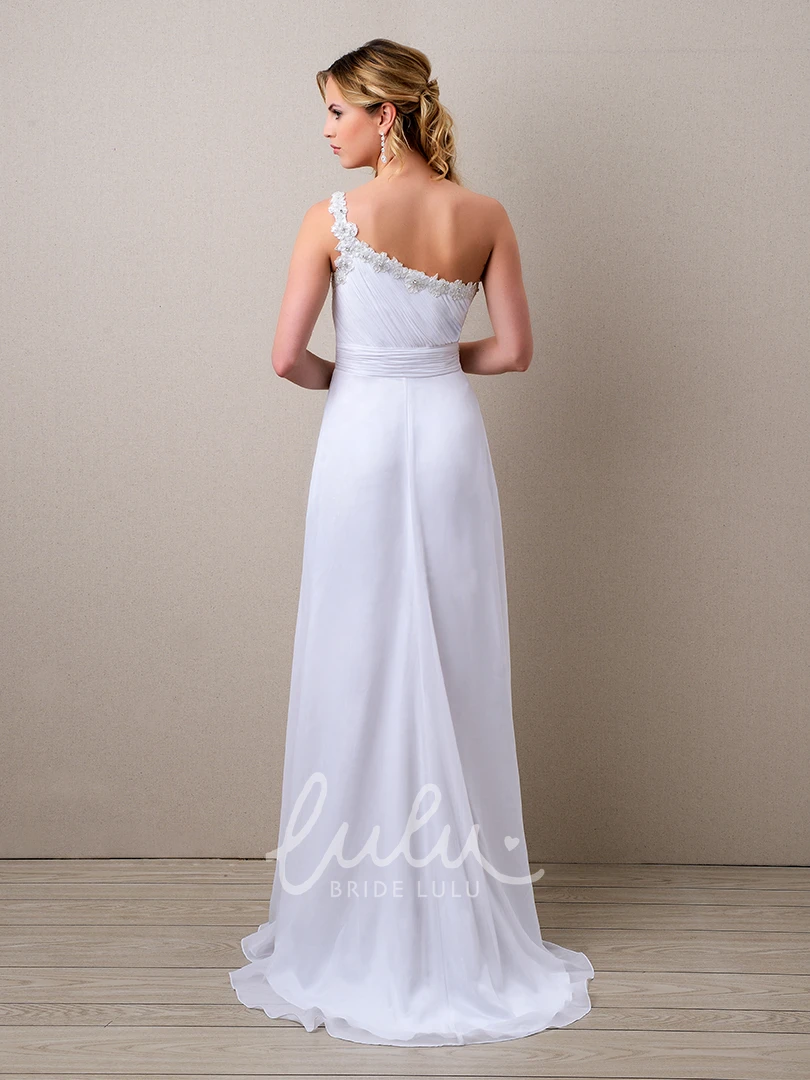 A-Line Wedding Dress with One-Shoulder and Ruched Bodice Side Draping