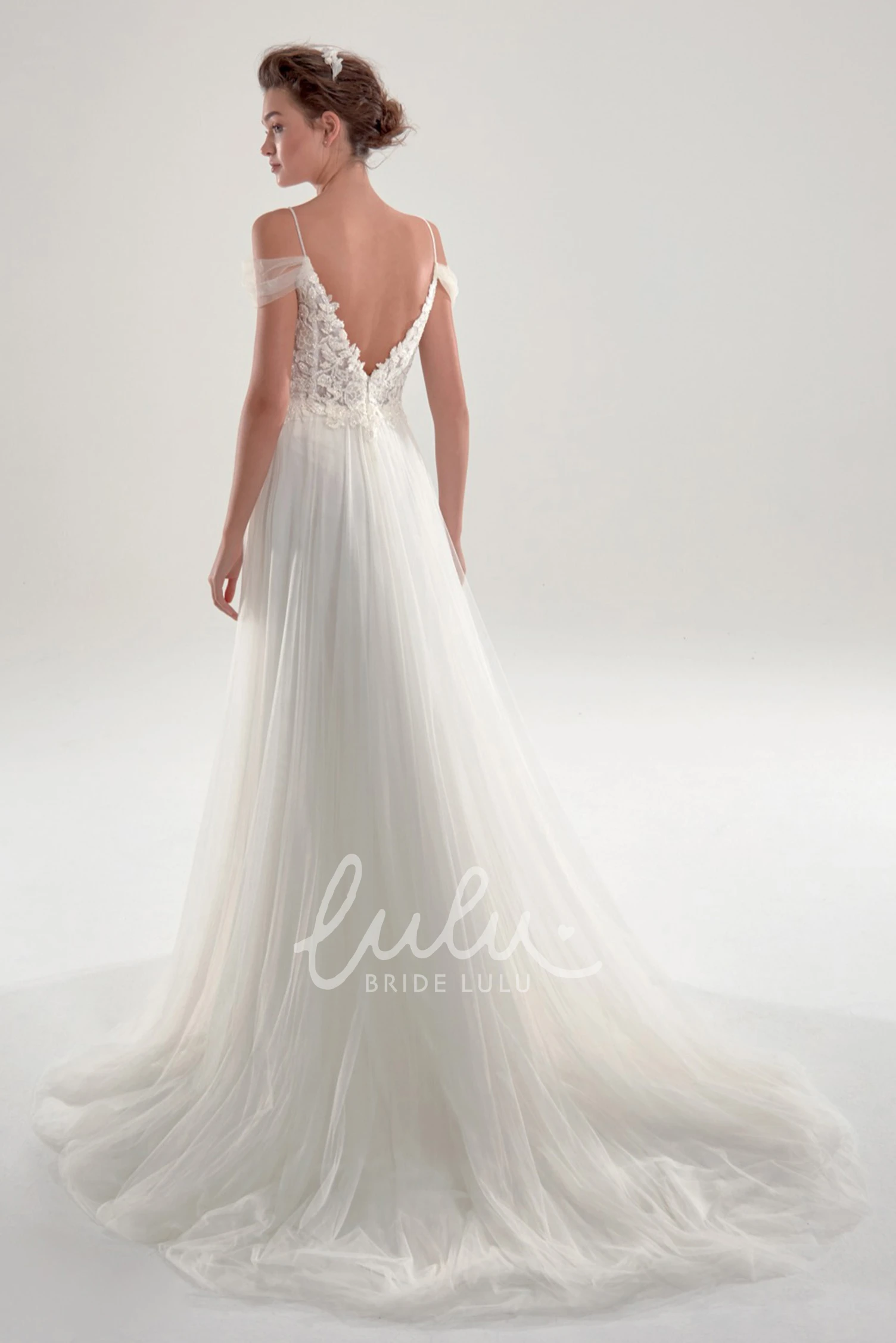 Off The Shoulder Lace and Tulle Bridal Gown Ethereal