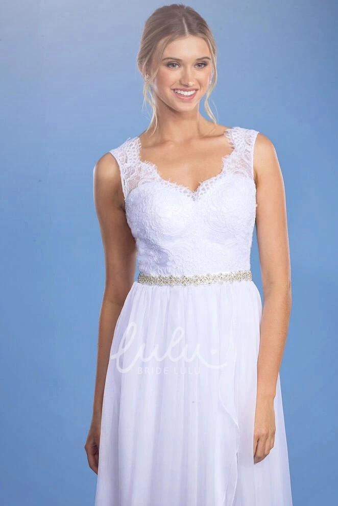 Sleeveless Lace Wedding Dress with Draping Sheath Style