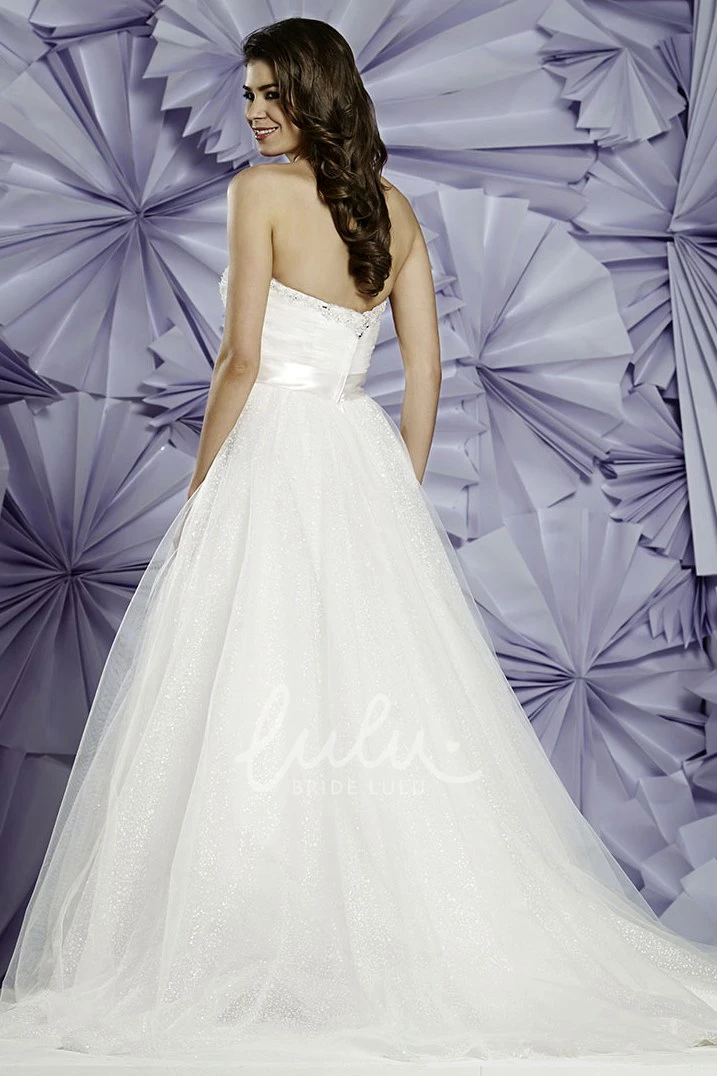 Beaded Sweetheart Tulle Ball Gown Wedding Dress Sleeveless Long Sequins