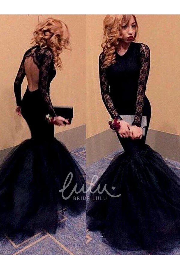 Lace Illusion Mermaid Formal Dress with Long Sleeves