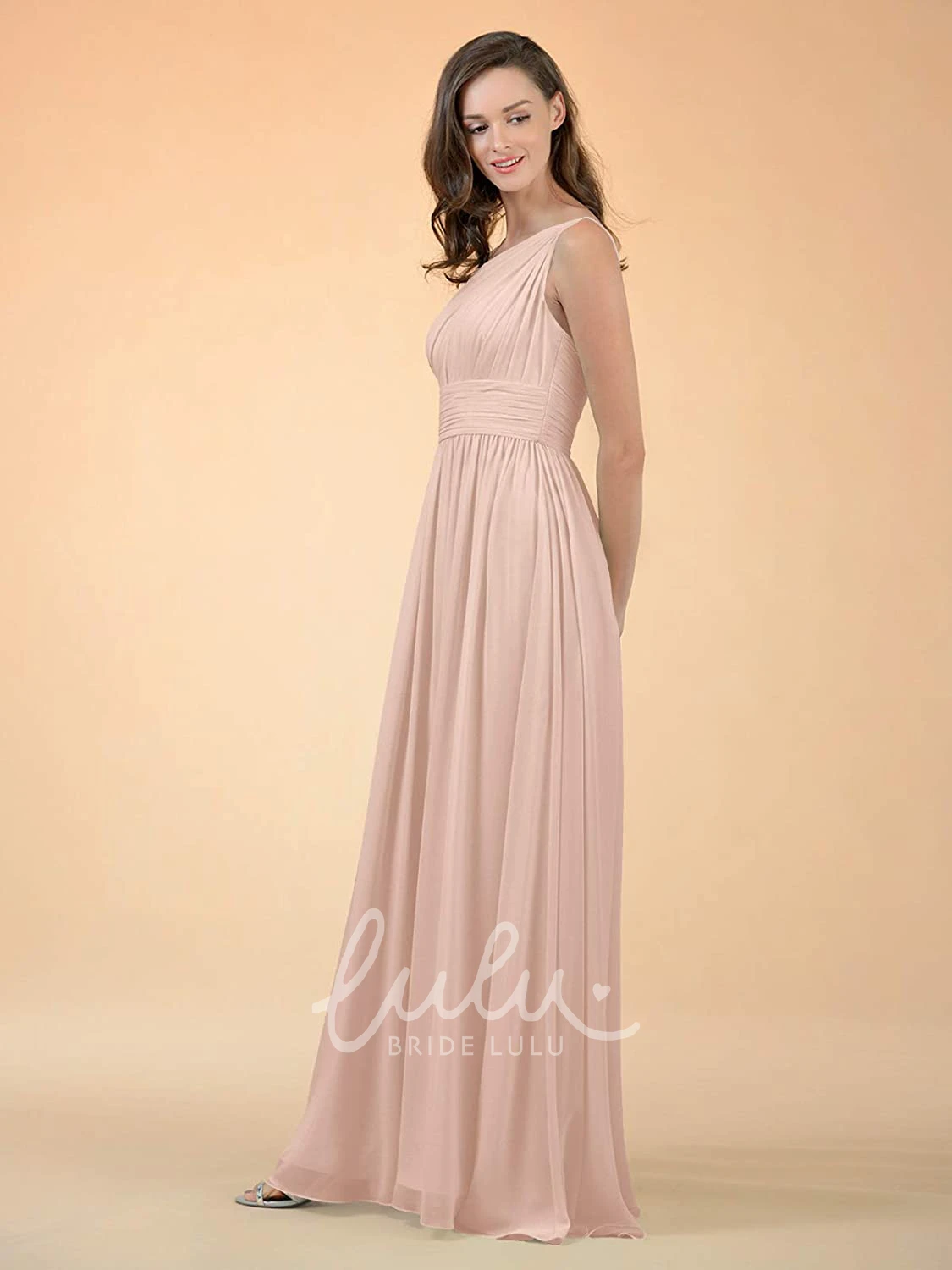 Chiffon One-Shoulder A-Line Bridesmaid Dress with Ruching Simple & Elegant