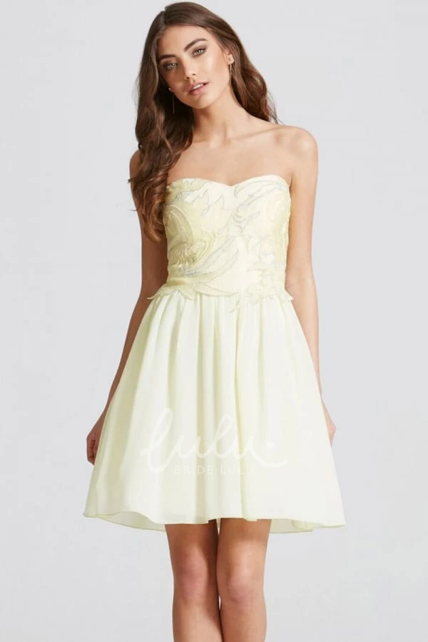 Sleeveless Beaded Chiffon Bridesmaid Dress Short Sweetheart