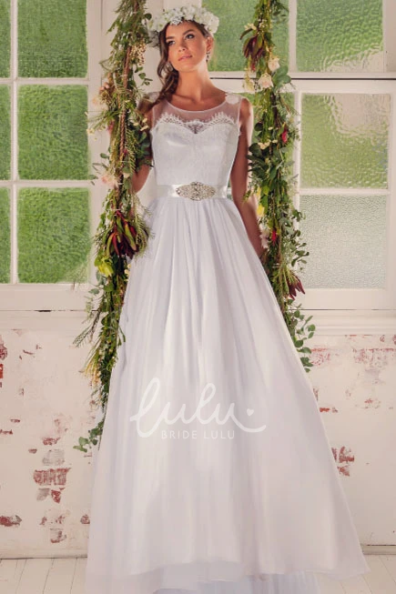 Sleeveless A-Line Wedding Dress Scoop-Neck Bridal Gown