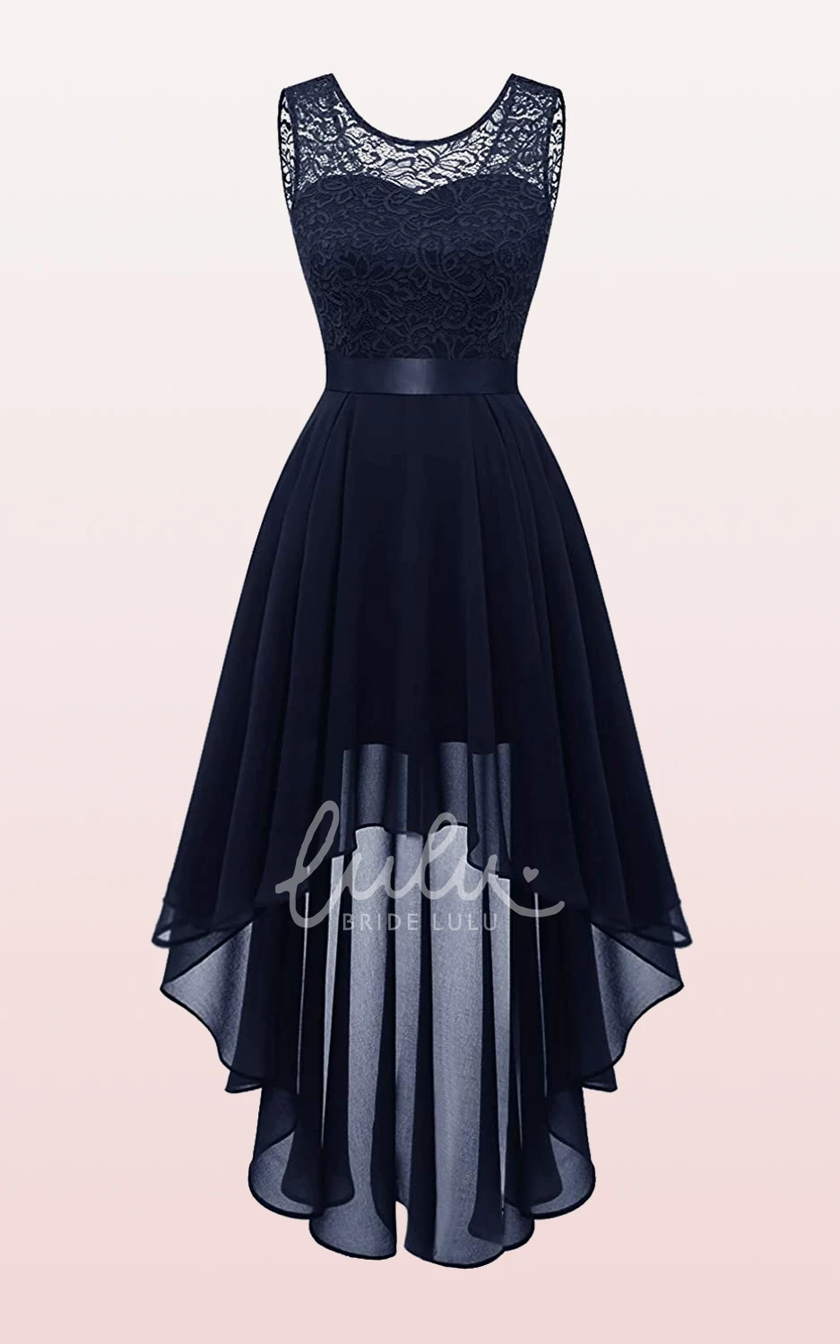 Chiffon Bateau A-line Bridesmaid Dress with Sash/Ribbon High-Low
