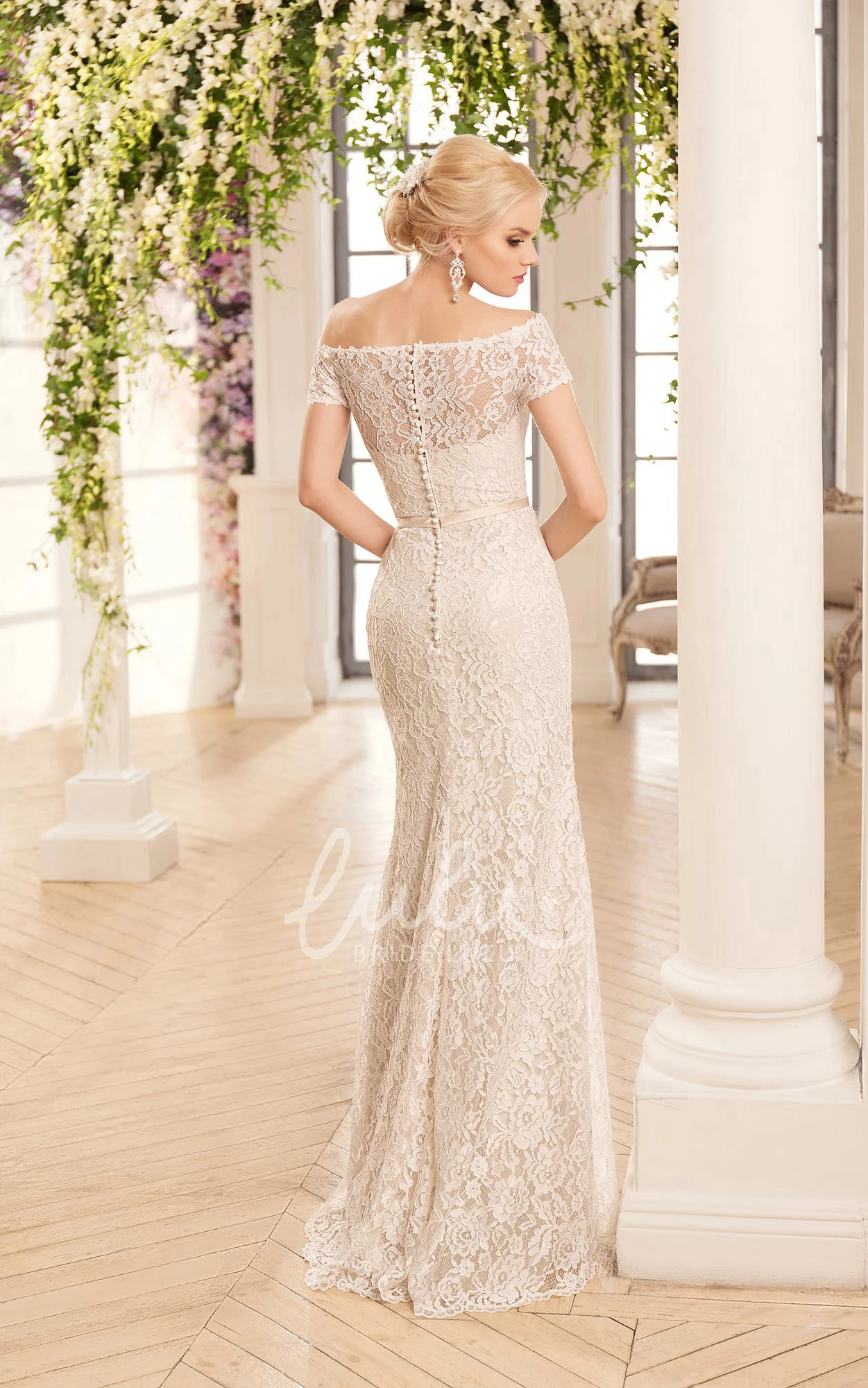 Off-The-Shoulder Illusion Lace Maxi Bridesmaid Dress