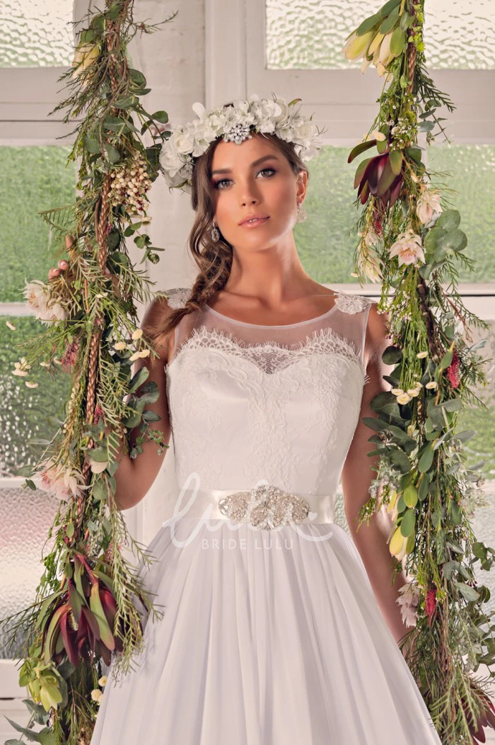 Sleeveless A-Line Wedding Dress Scoop-Neck Bridal Gown