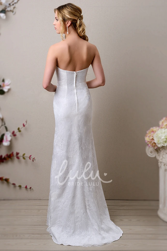 Sweetheart Lace Column Gown with Beadwork and Side Draping