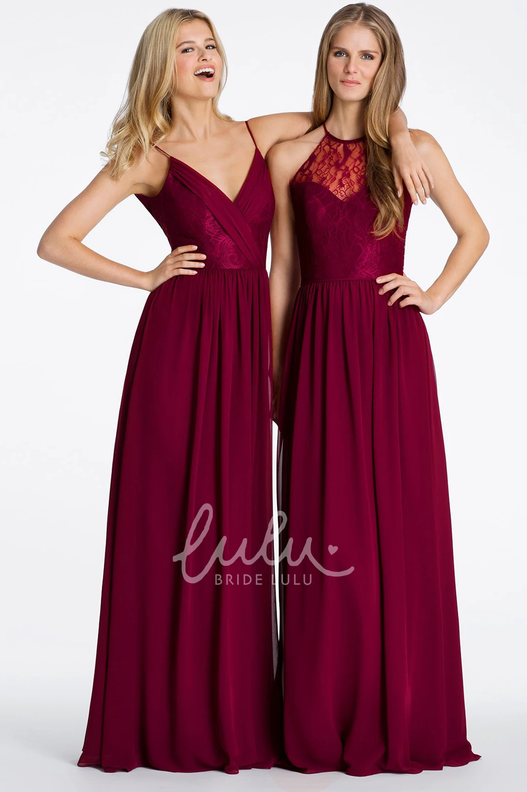 Embroidered Chiffon Bridesmaid Dress with Straps Unique Bridesmaid Dress