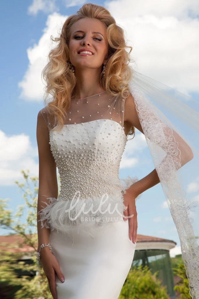 Beaded Jersey Wedding Dress with Lace-Up Jewel Floor-Length