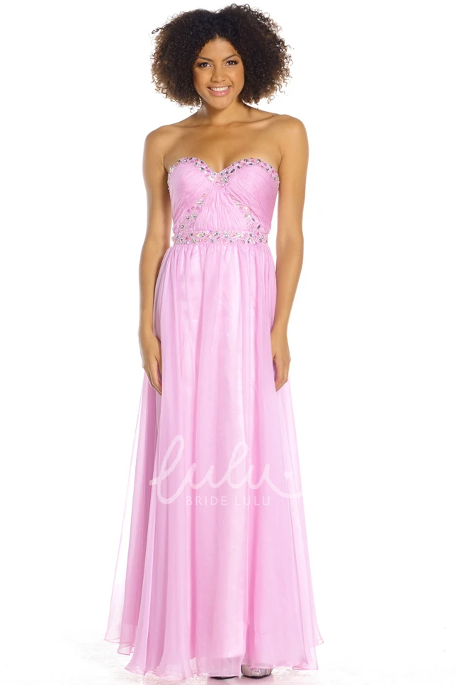 Chiffon Sweetheart Prom Dress Sleeveless Beaded