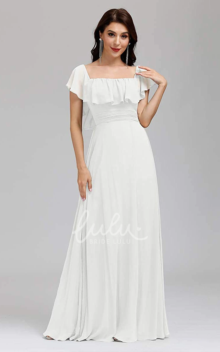 Off-the-Shoulder Chiffon A-Line Evening Dress with Ruffles Simple & Chic