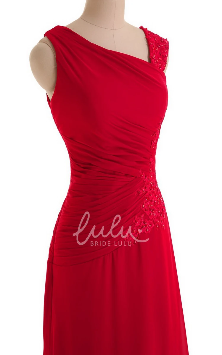 Ruched Sleeveless Chiffon Prom Dress with Front Slit