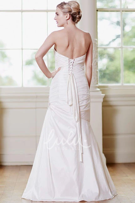 Taffeta Mermaid Lace Up Wedding Dress with Side Draping