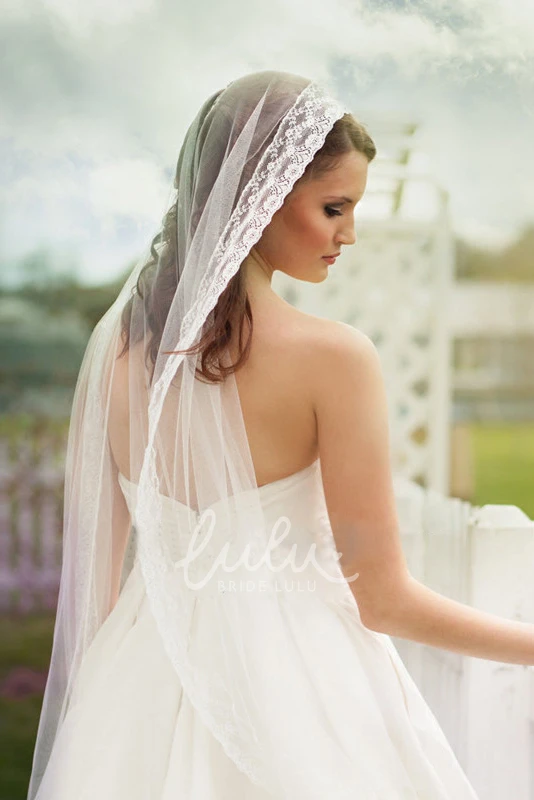Boho Lace Tulle Wedding Veil Retro & Soft Applique