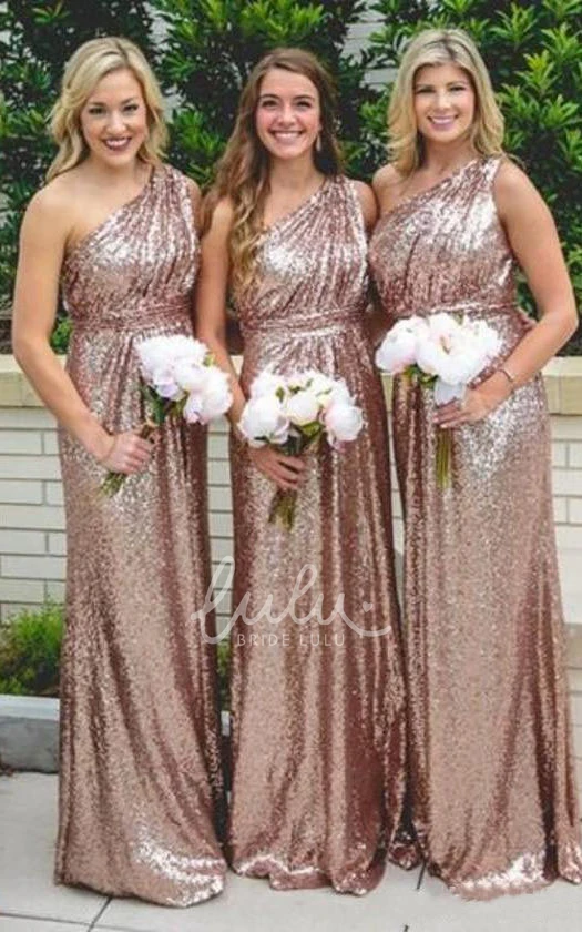 Sequined One-shoulder A-line Bell Ruffled Dress for Women