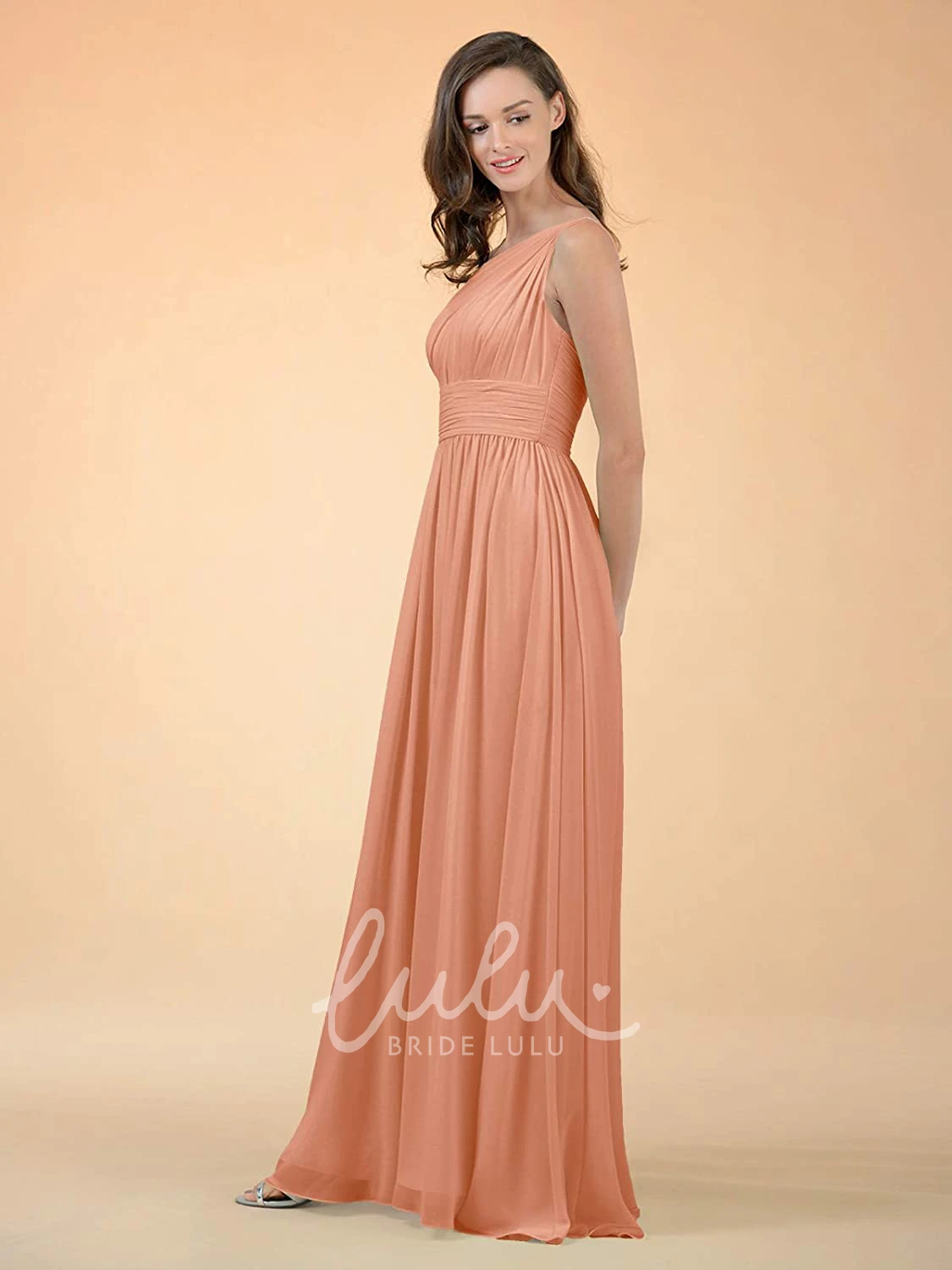 Chiffon One-Shoulder A-Line Bridesmaid Dress with Ruching Simple & Elegant