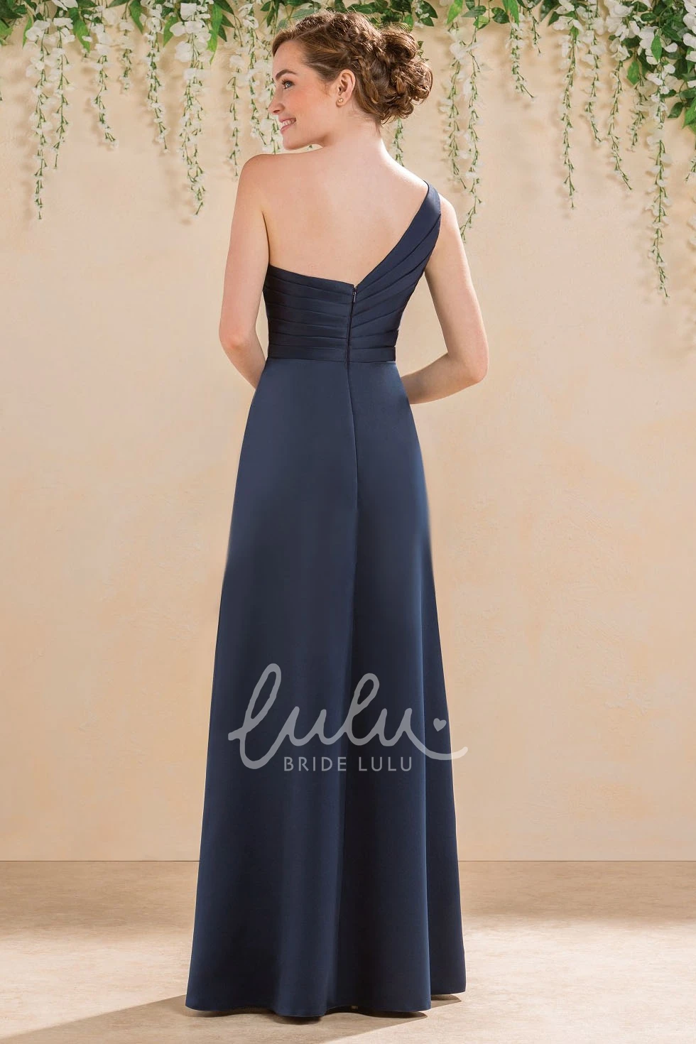One-Shoulder Satin A-Line Bridesmaid Dress with Pockets and Ruching Elegant 2026 Women's Gown