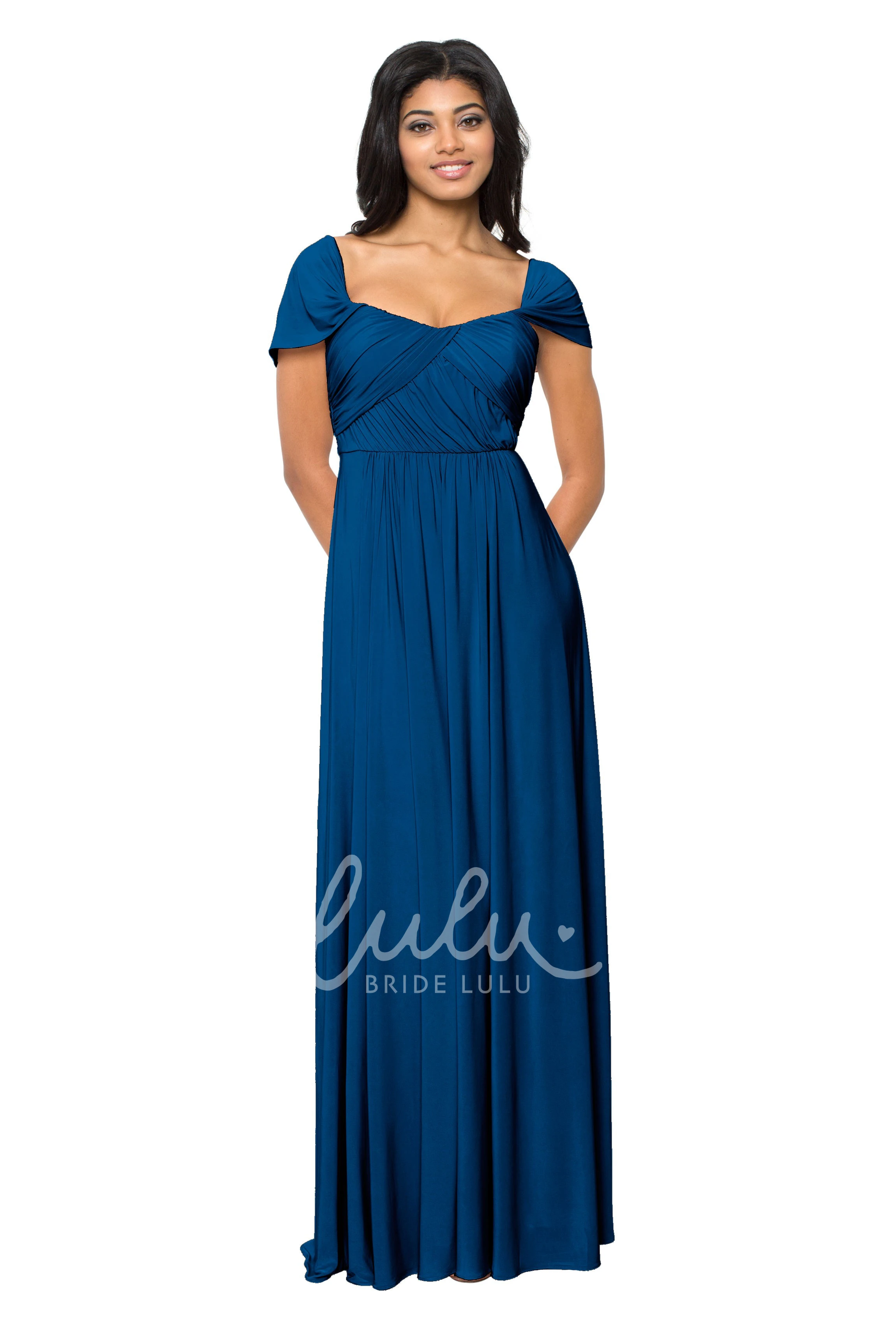 Cap Sleeve V-Neck Ruched Chiffon Convertible Bridesmaid Dress in Muti-Color