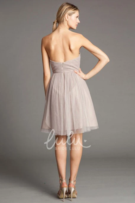 Halter Ruched Tulle Bridesmaid Dress with Broach Short Sleeveless