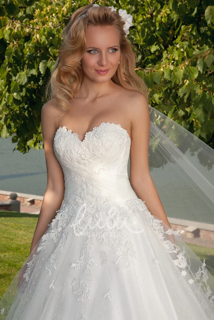 Maxi Sweetheart Sleeveless Tulle Ball Gown Wedding Dress with Applique Glamorous Bridal Gown