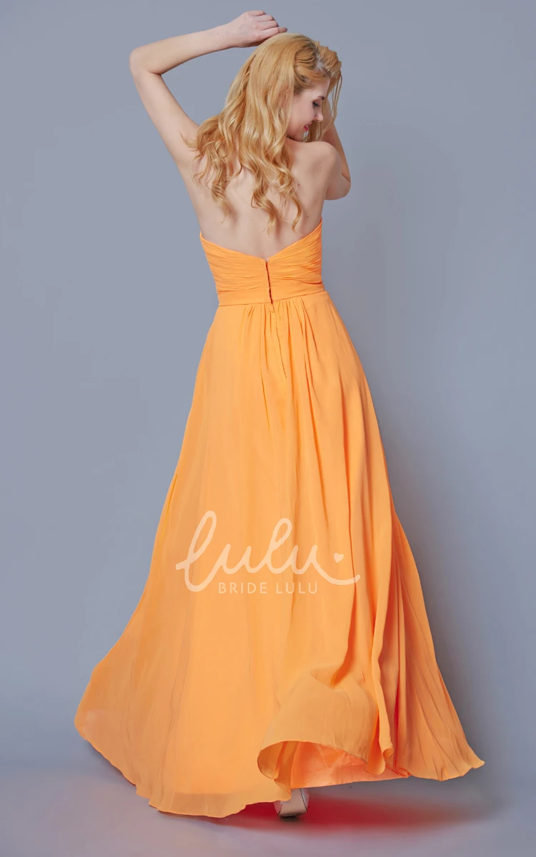 Chiffon Gown with Pleats Sleeveless Showy Women
