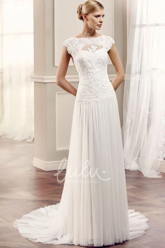 Illusion Sleeveless Chiffon&Lace Wedding Dress